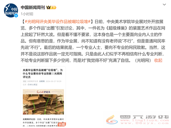 央美毕业展作品被吐槽废纸壳 专家：专业人士向外行网民致歉可笑(图1)